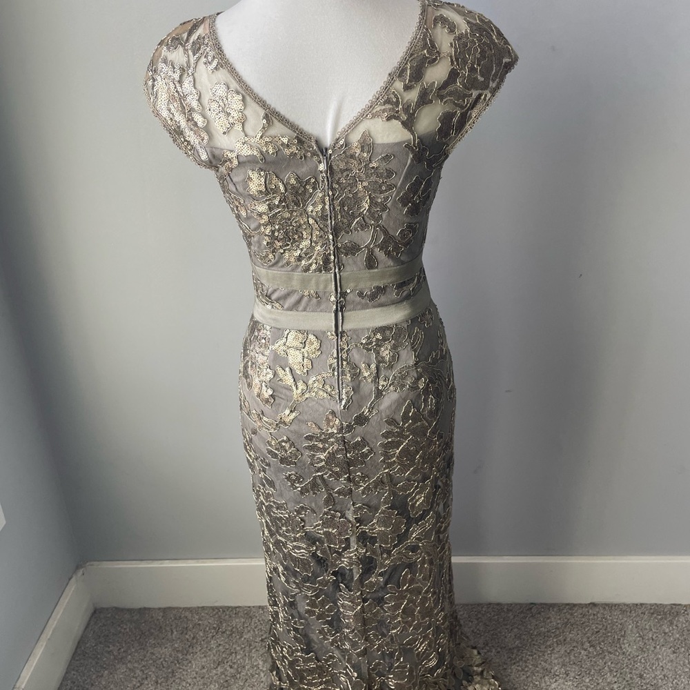 Tadashi Shoji Gold Sequin A-Line Gown - Picture 6 of 8